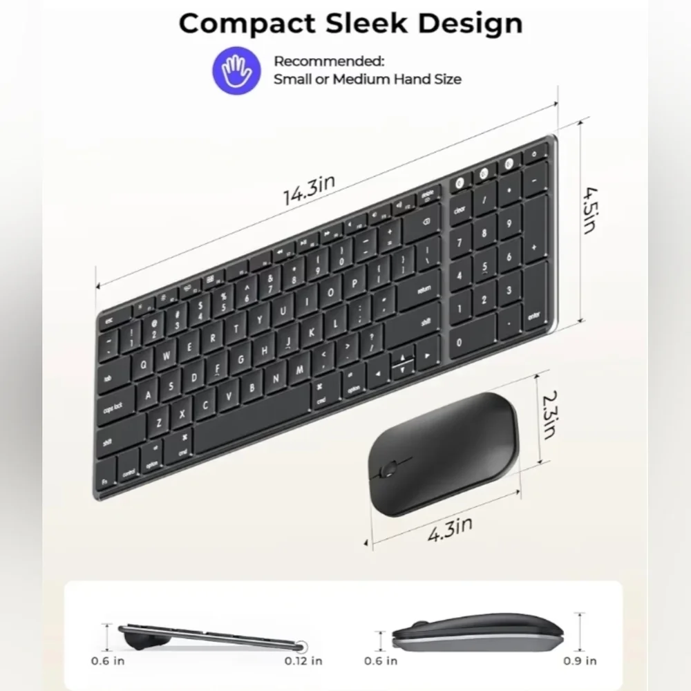 Space Gray Wireless Black Keyboard & Mouse Set